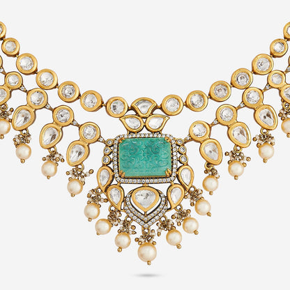 Kundan Polki Necklace Color Green Polish Victorian