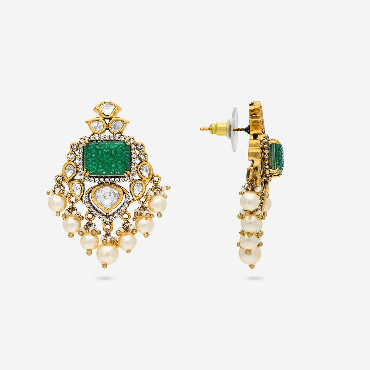 Kundan Polki Necklace Color Green Polish Victorian