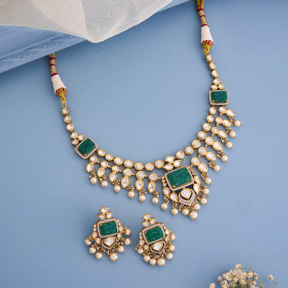 Kundan Polki Necklace Color Green Polish Victorian