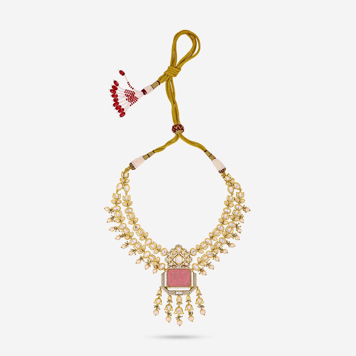 Kundan Polki Necklace Color Green Polish Victorian