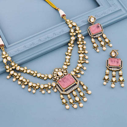 Kundan Polki Necklace Color Green Polish Victorian