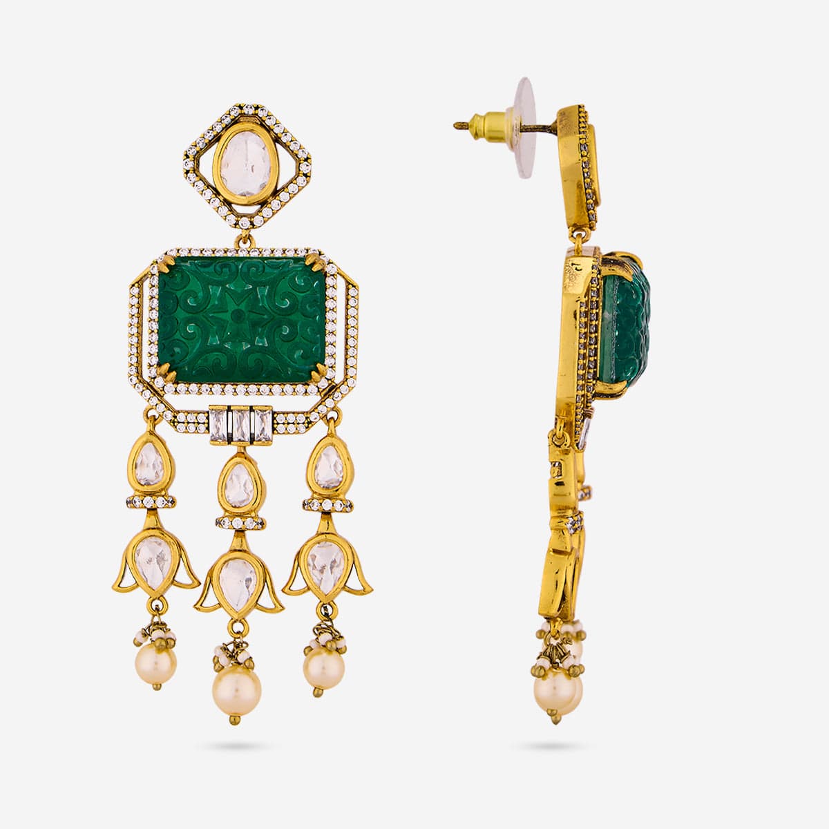 Kundan Polki Necklace Color Green Polish Victorian