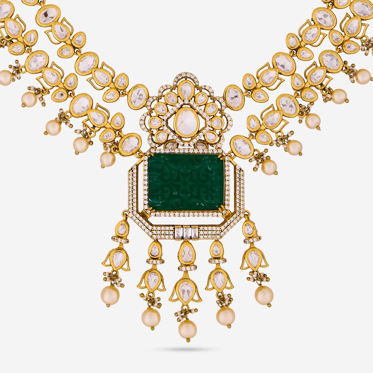 Kundan Polki Necklace Color Green Polish Victorian