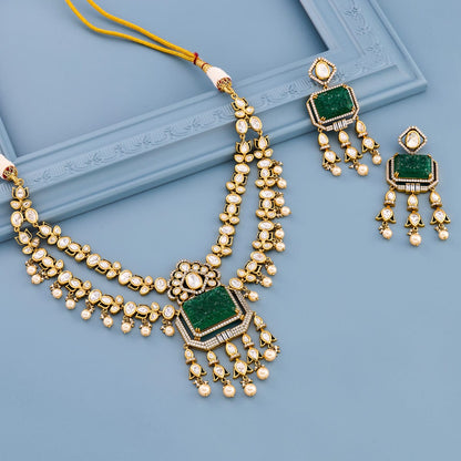 Kundan Polki Necklace Color Green Polish Victorian