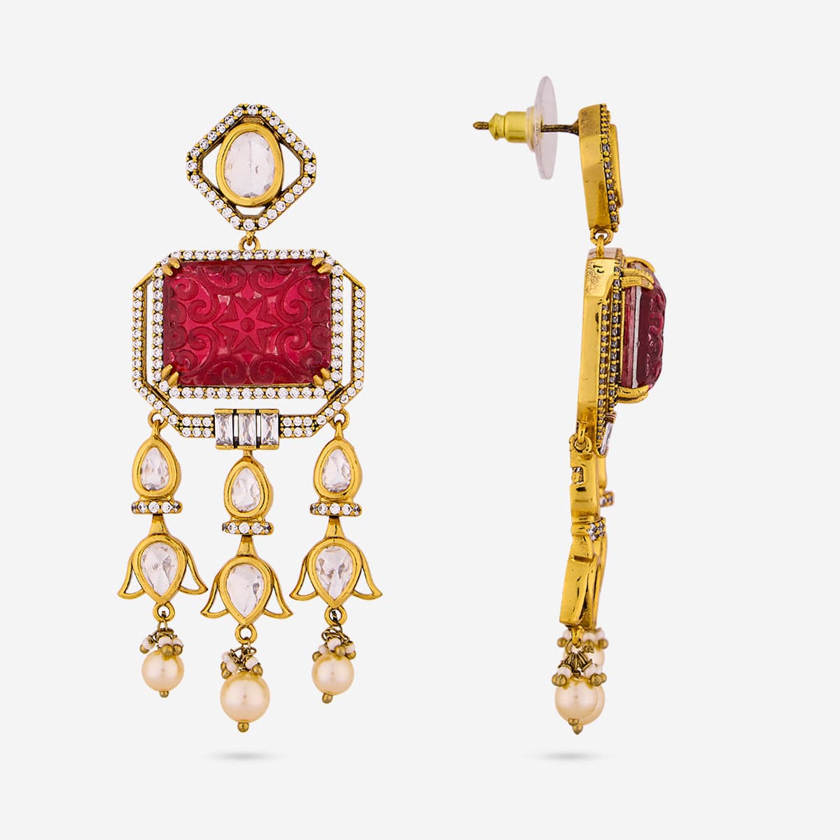 Kundan Polki Necklace Color Green Polish Victorian