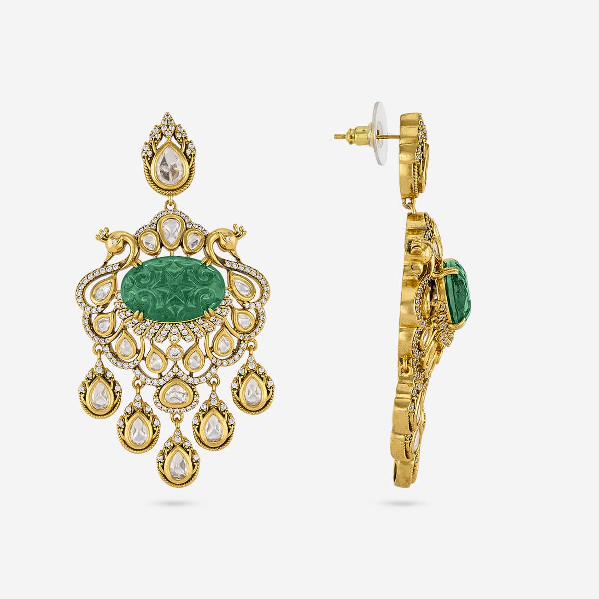 Kundan Polki Necklace Color Green Polish Victorian