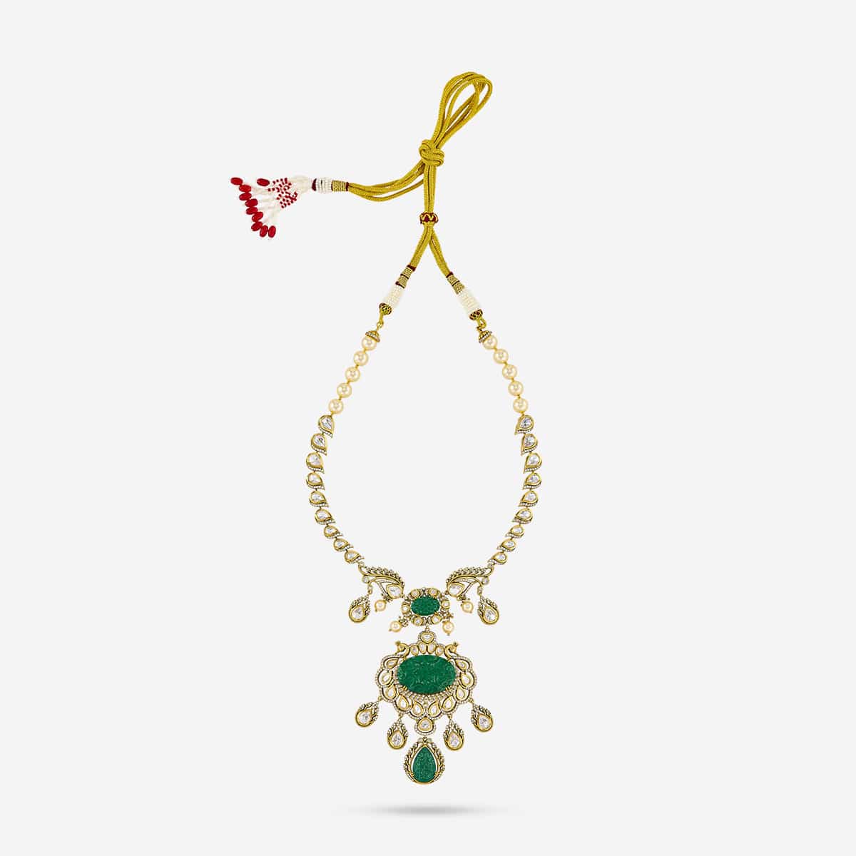 Kundan Polki Necklace Color Green Polish Victorian
