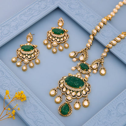 Kundan Polki Necklace Color Green Polish Victorian