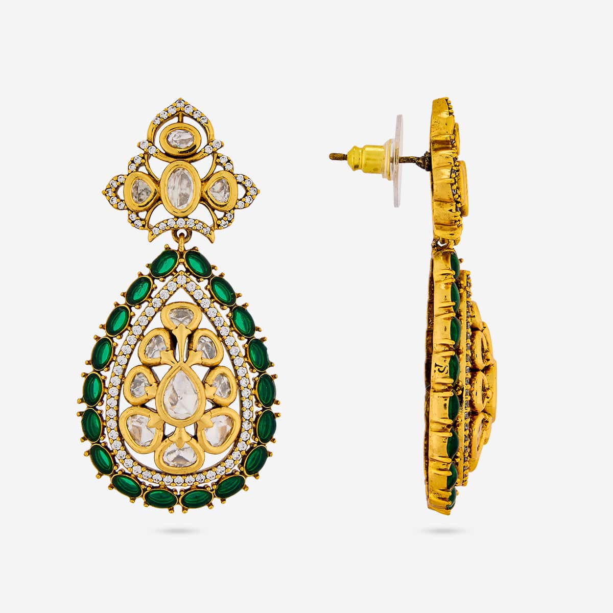 Kundan Polki Necklace Color Green Polish Victorian