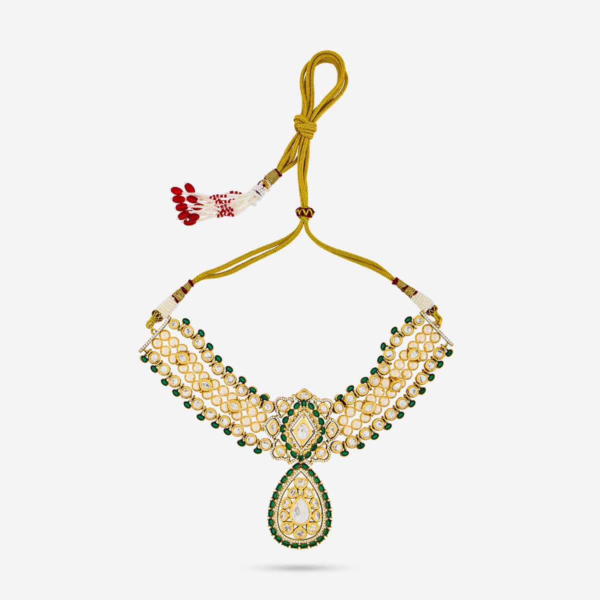 Kundan Polki Necklace Color Green Polish Victorian