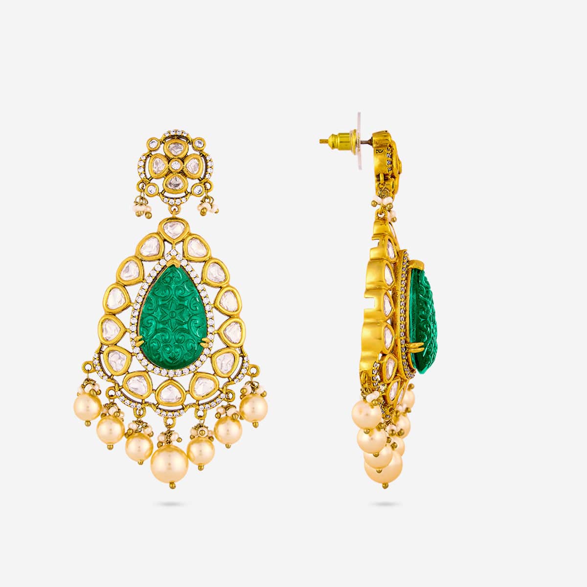 Kundan Polki Necklace Color Green Polish Victorian