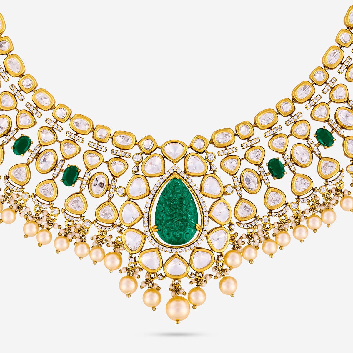 Kundan Polki Necklace Color Green Polish Victorian