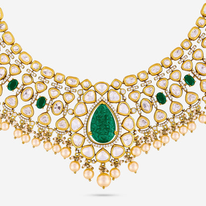 Kundan Polki Necklace Color Green Polish Victorian