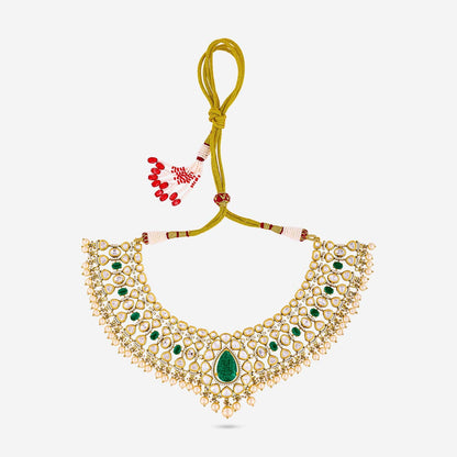 Kundan Polki Necklace Color Green Polish Victorian