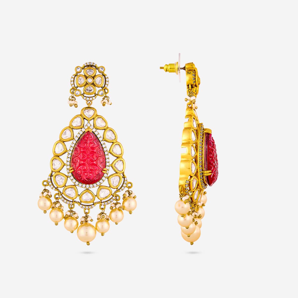 Kundan Polki Necklace Color Green Polish Victorian