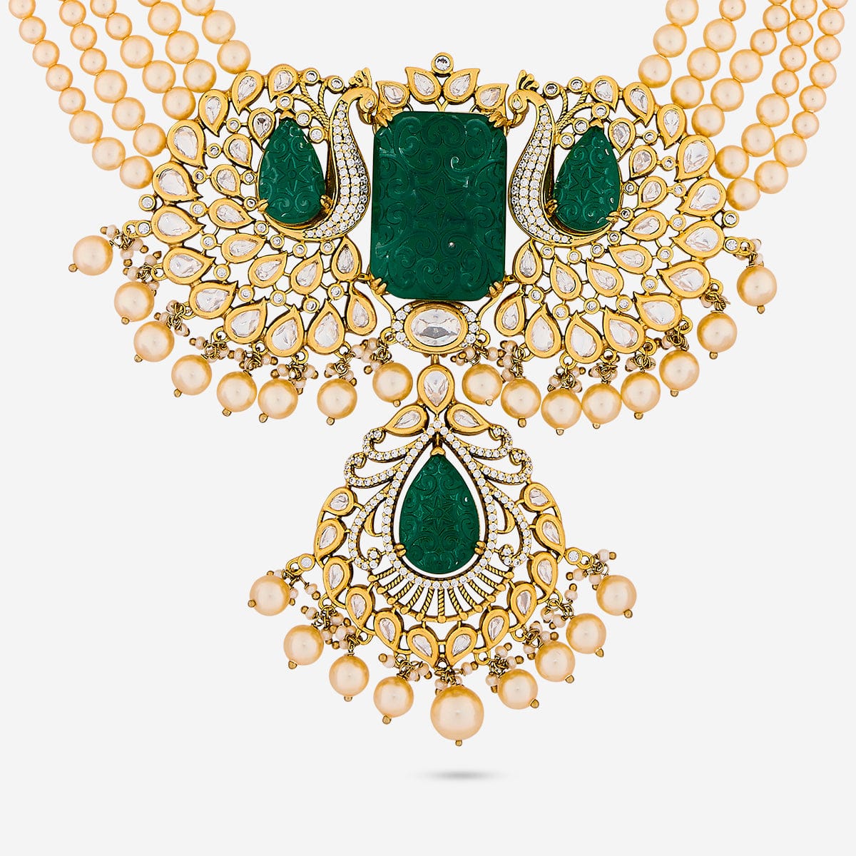 Kundan Polki Necklace Color Green Polish Victorian