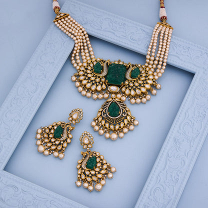 Kundan Polki Necklace Color Green Polish Victorian