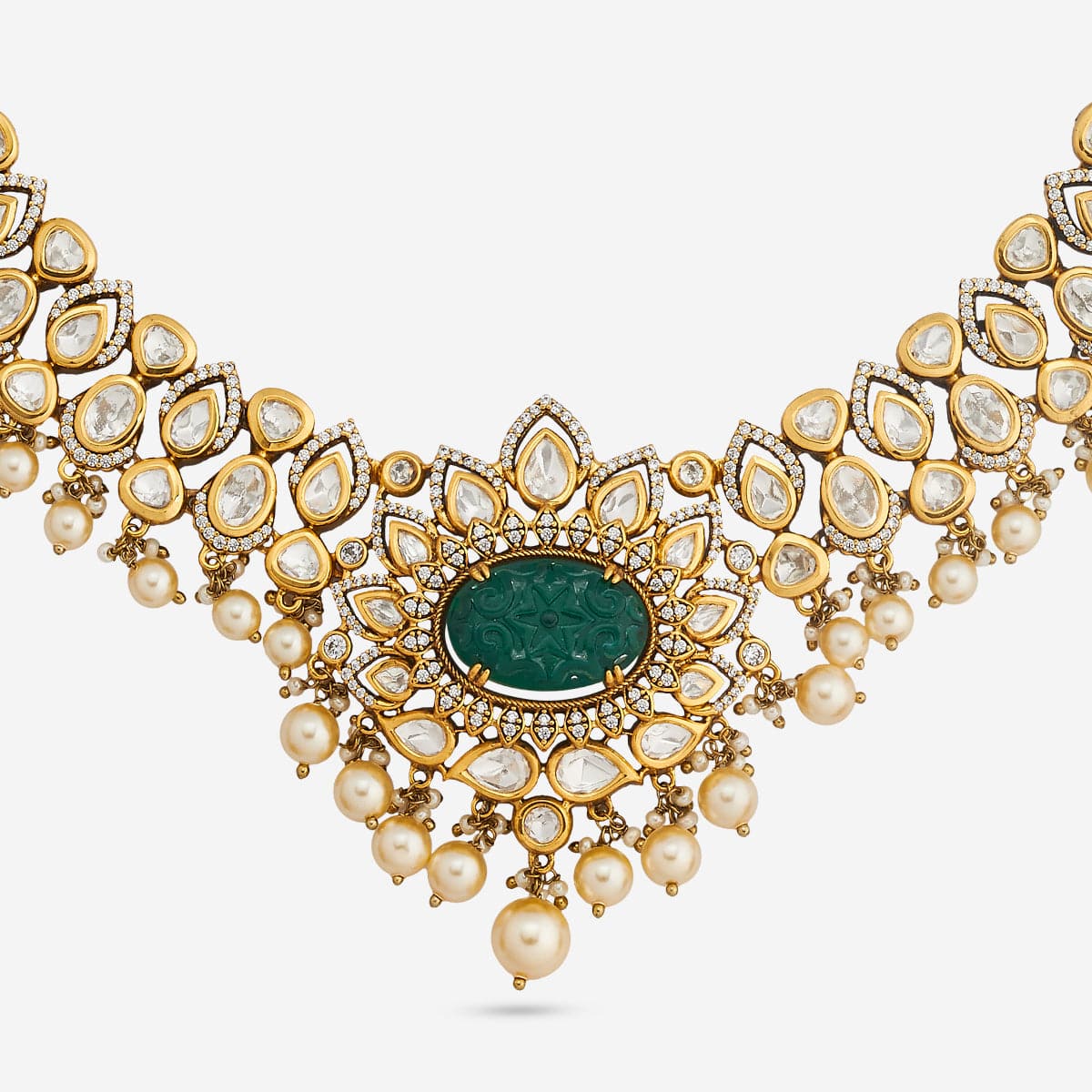Kundan Polki Necklace Color Green Polish Victorian