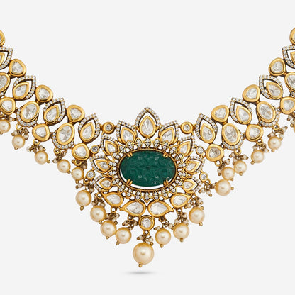 Kundan Polki Necklace Color Green Polish Victorian