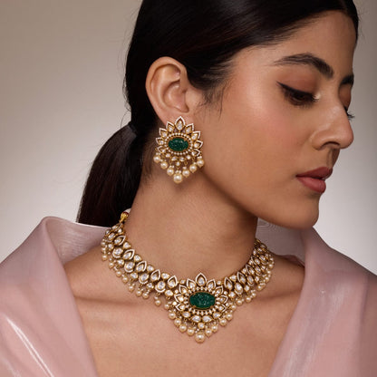 Kundan Polki Necklace Color Green Polish Victorian