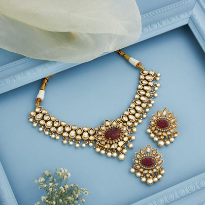 Kundan Polki Necklace Color Green Polish Victorian