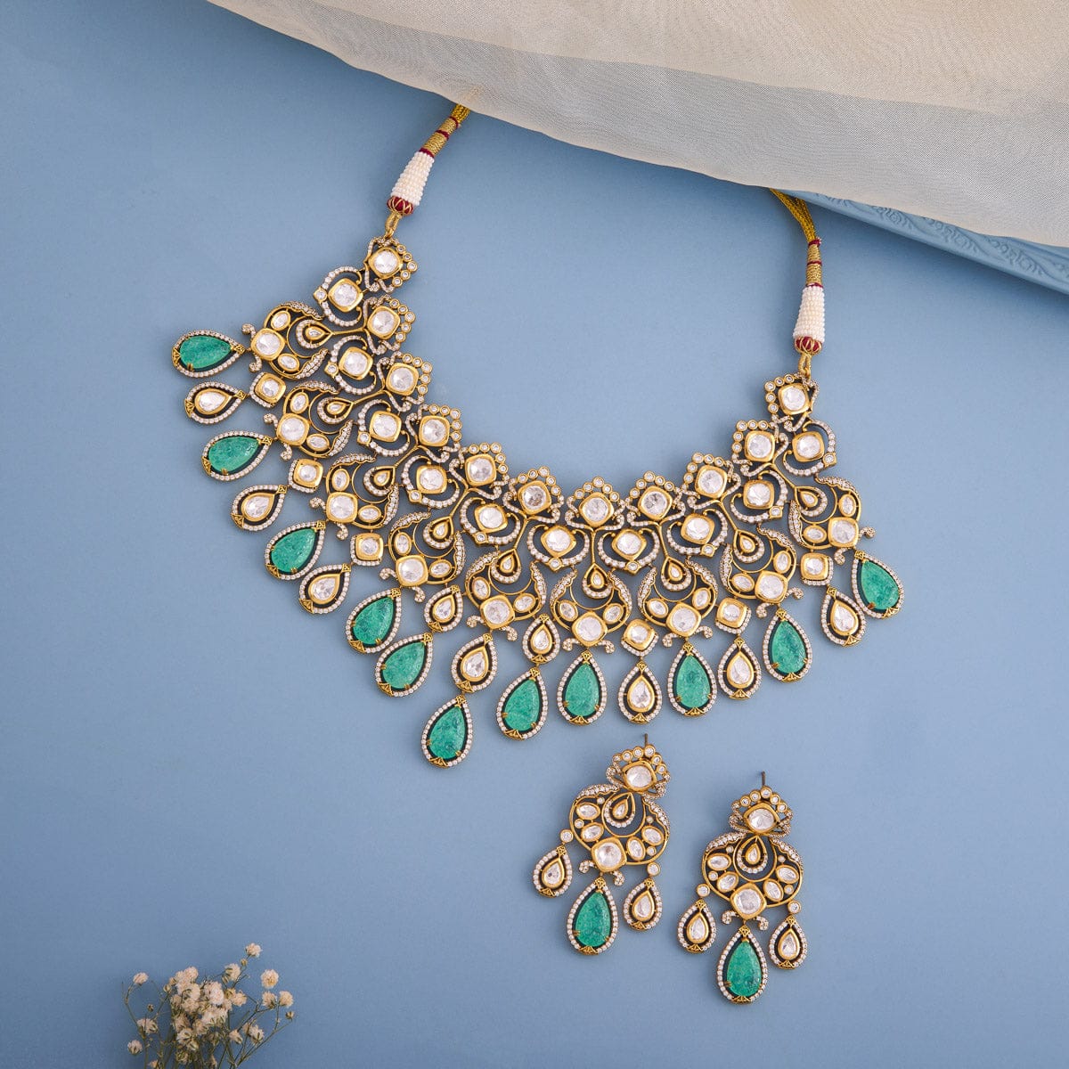 Kundan Polki Necklace Color Mint Polish Victorian