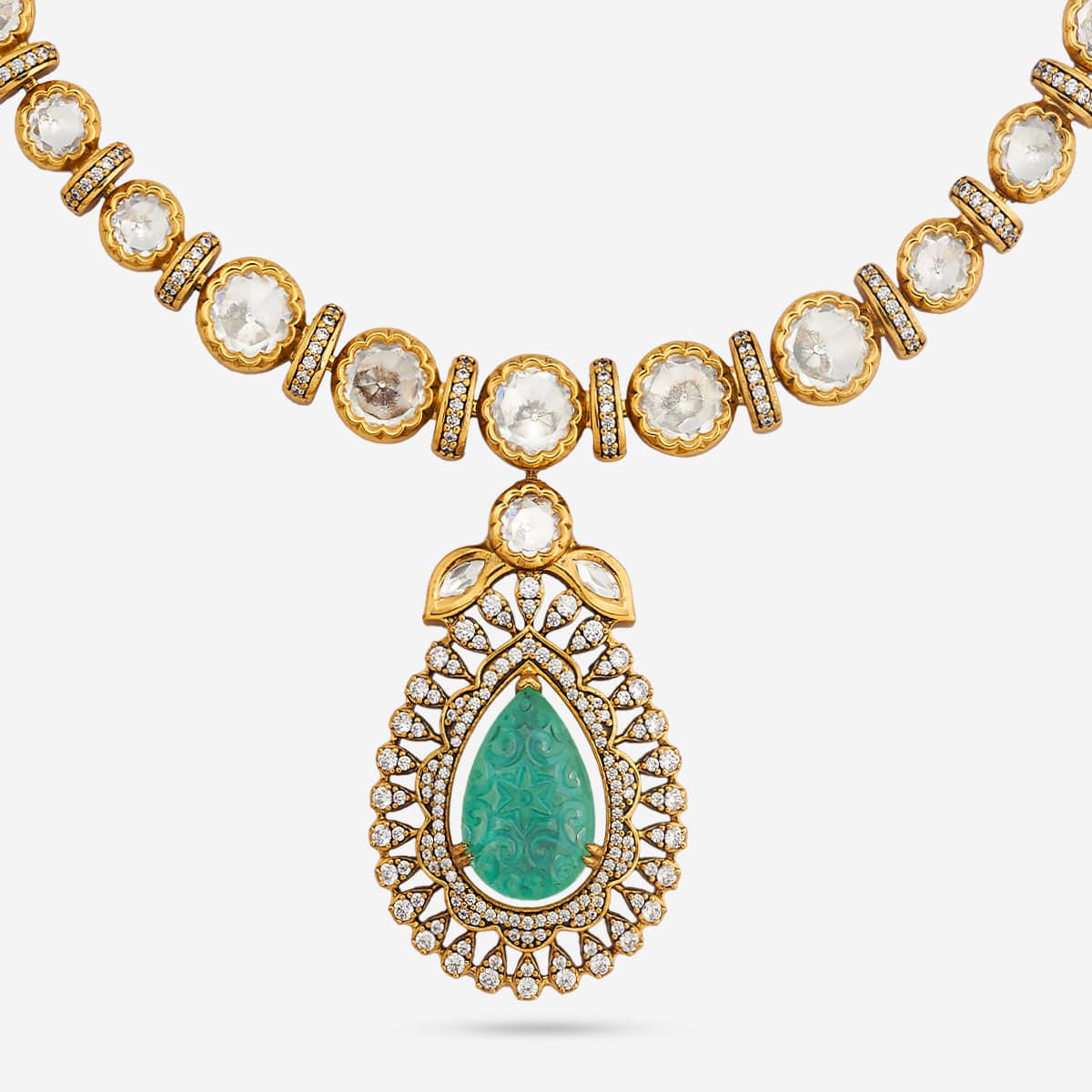 Kundan Polki Necklace Color Mint Polish Victorian