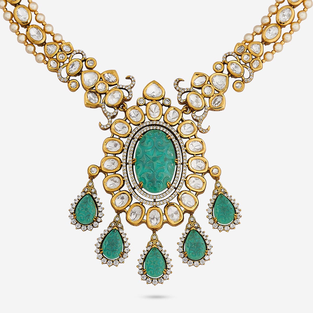 Kundan Polki Necklace Color Mint Polish Victorian