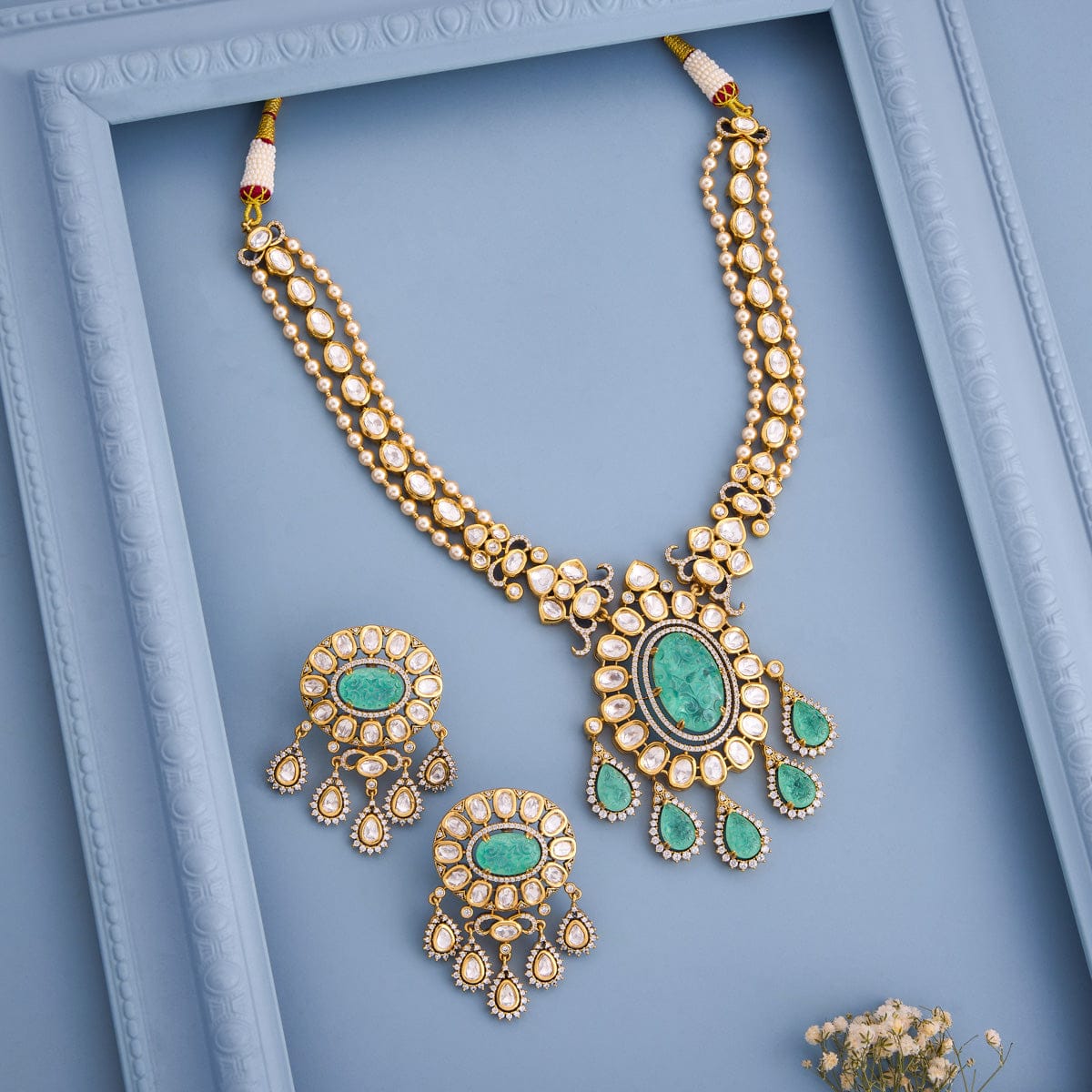 Kundan Polki Necklace Color Mint Polish Victorian