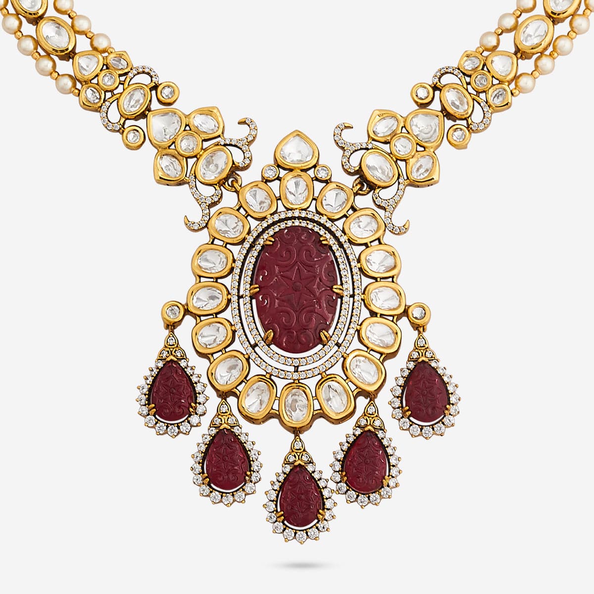 Kundan Polki Necklace Color Mint Polish Victorian