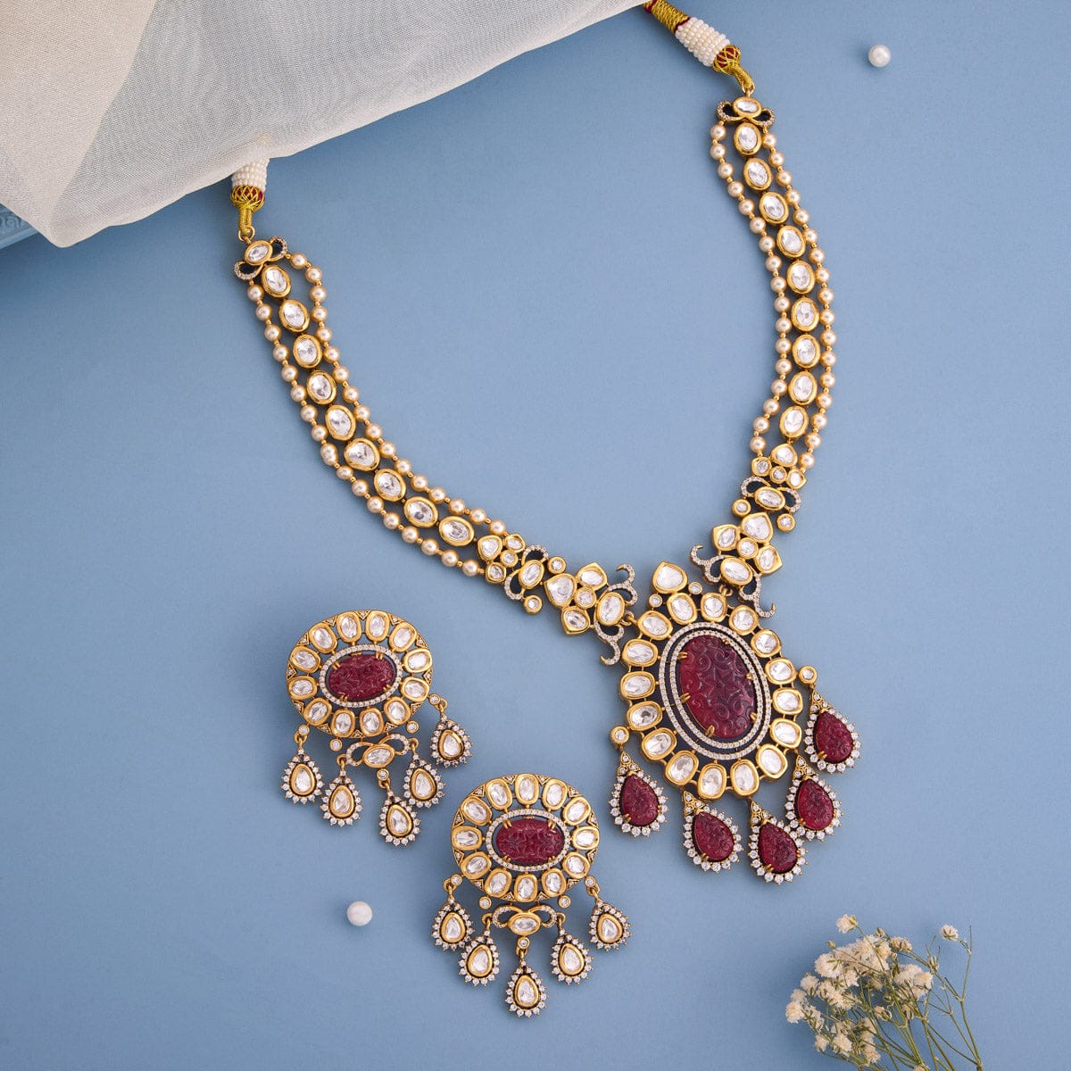 Kundan Polki Necklace Color Mint Polish Victorian