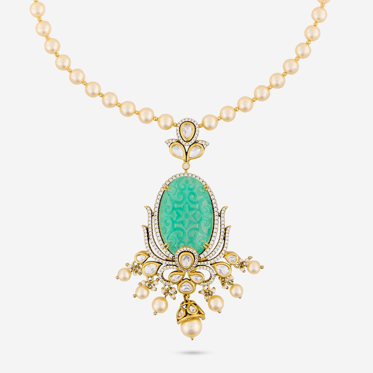 Kundan Polki Necklace Color Mint Polish Victorian