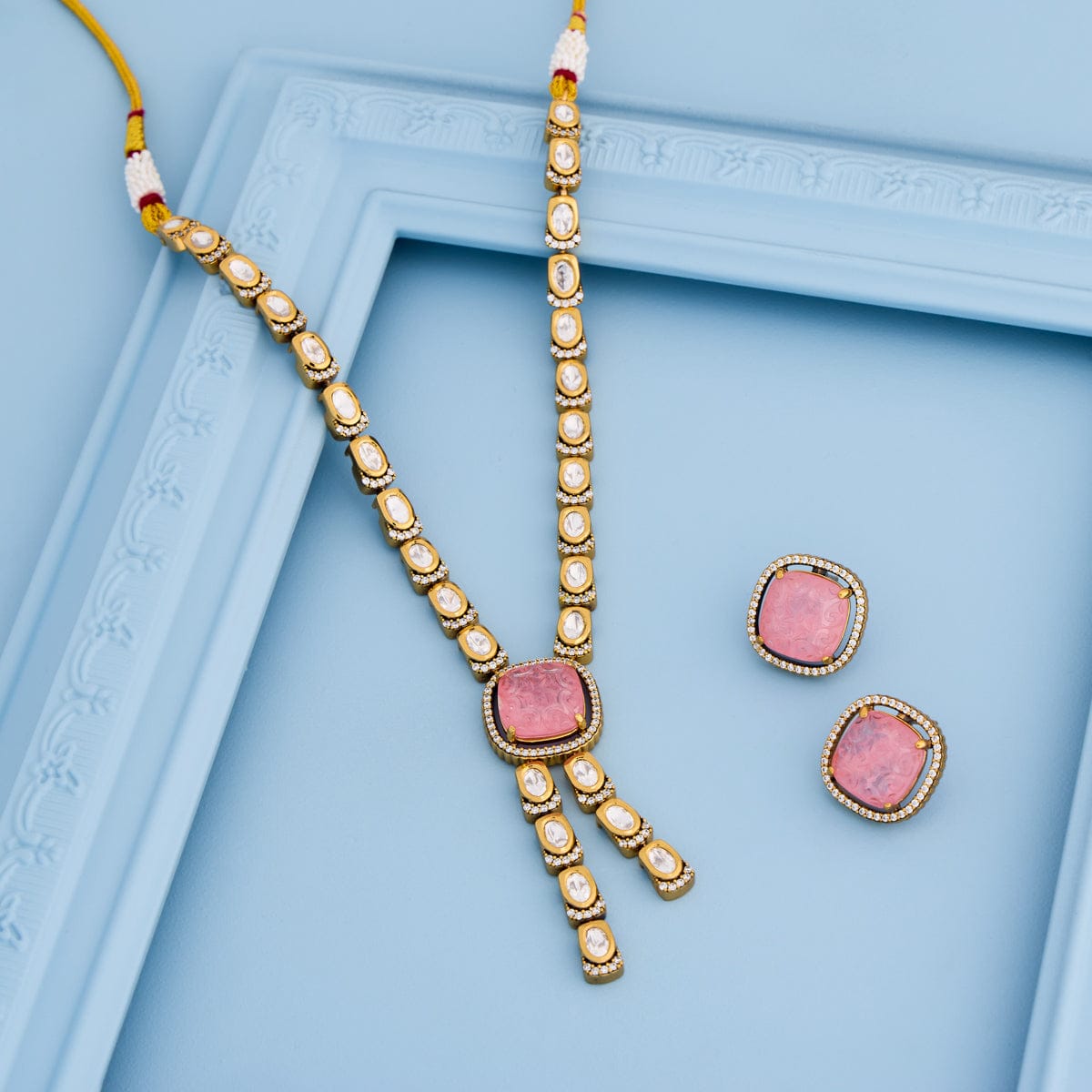 Kundan Polki Necklace Color Green Polish Victorian