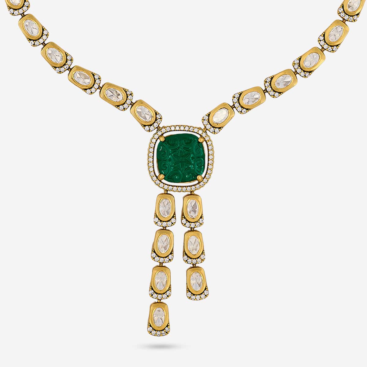 Kundan Polki Necklace Color Green Polish Victorian