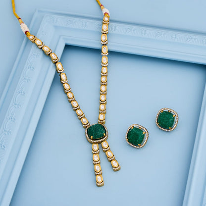 Kundan Polki Necklace Color Green Polish Victorian