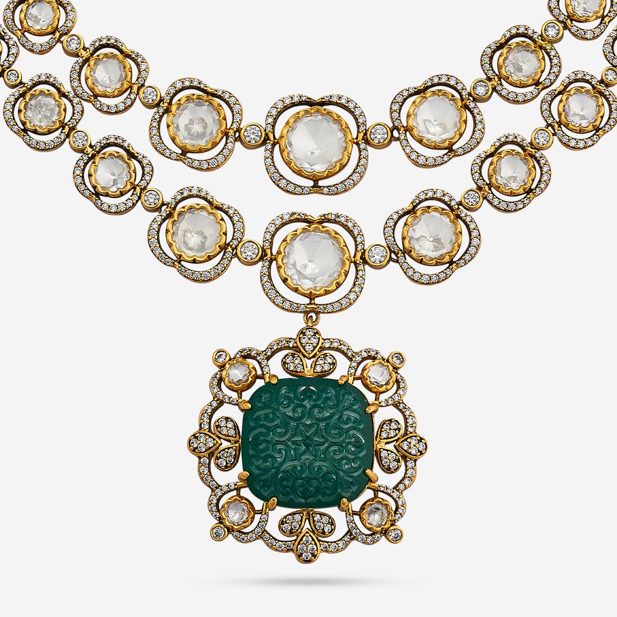 Kundan Polki Necklace Color Green Polish Victorian