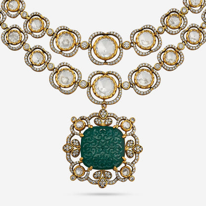 Kundan Polki Necklace Color Green Polish Victorian