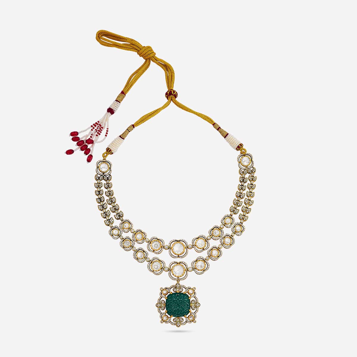 Kundan Polki Necklace Color Green Polish Victorian