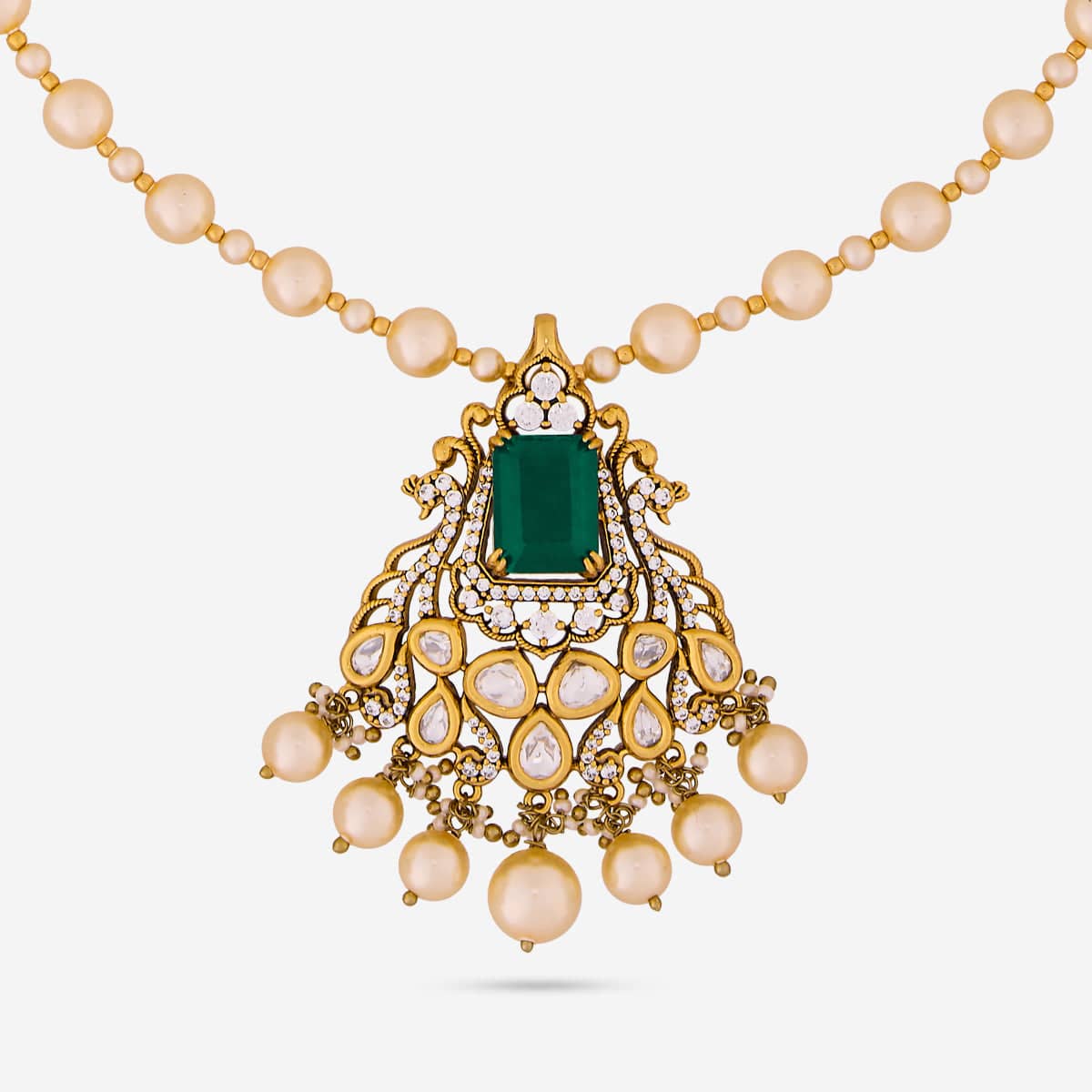 Kundan Polki Necklace Color Green Polish Victorian