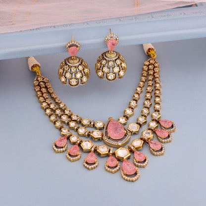 Kundan Polki Necklace Color Green Polish Victorian