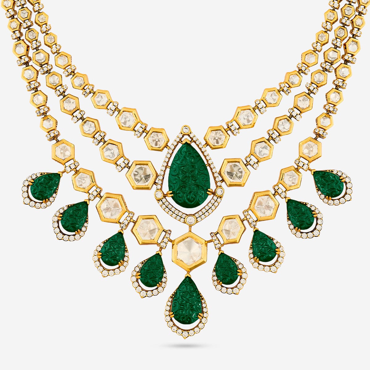 Kundan Polki Necklace Color Green Polish Victorian