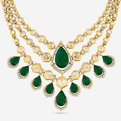 Kundan Polki Necklace Color Green Polish Victorian
