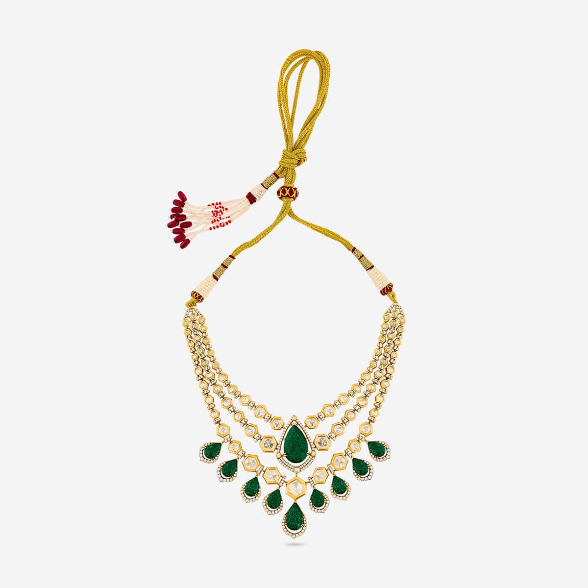 Kundan Polki Necklace Color Green Polish Victorian