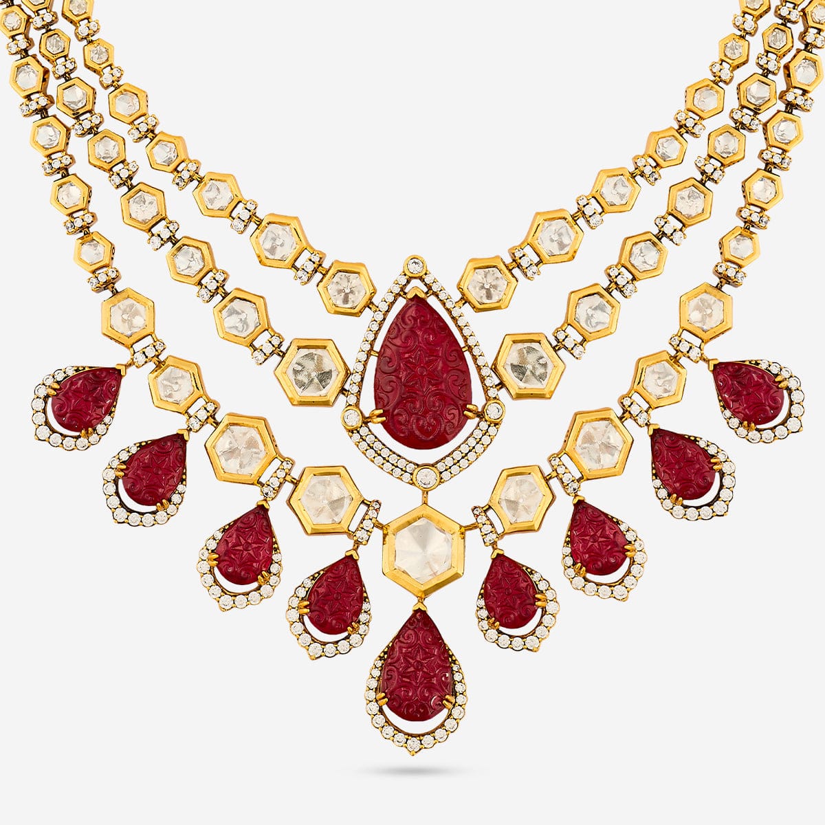 Kundan Polki Necklace Color Green Polish Victorian