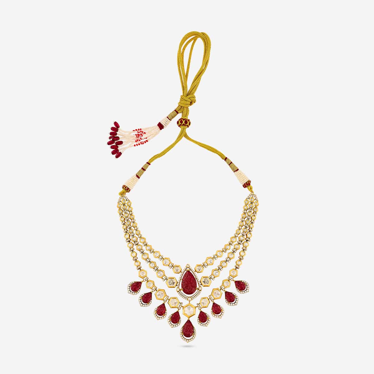 Kundan Polki Necklace Color Green Polish Victorian