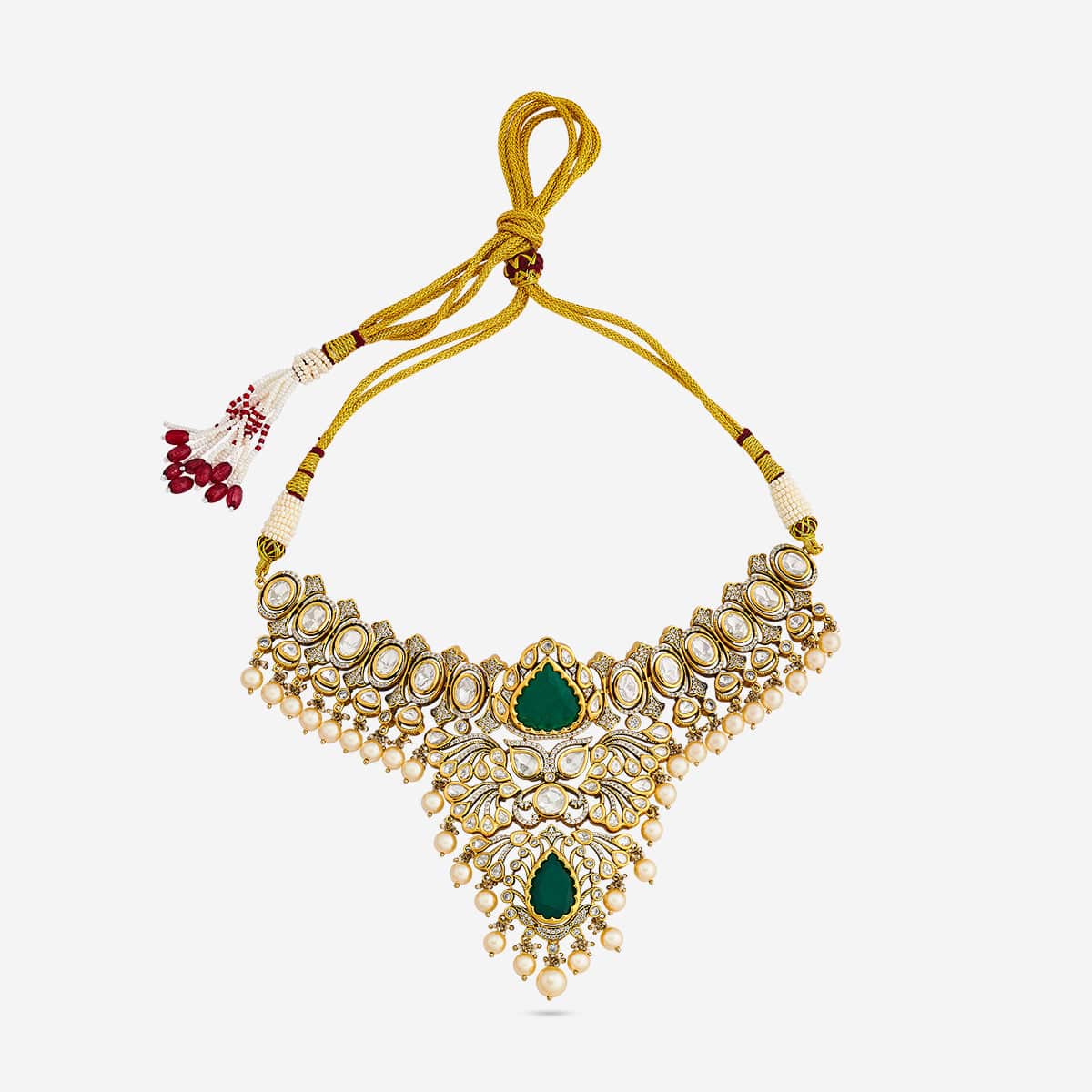 Kundan Polki Necklace Color Green Polish Victorian
