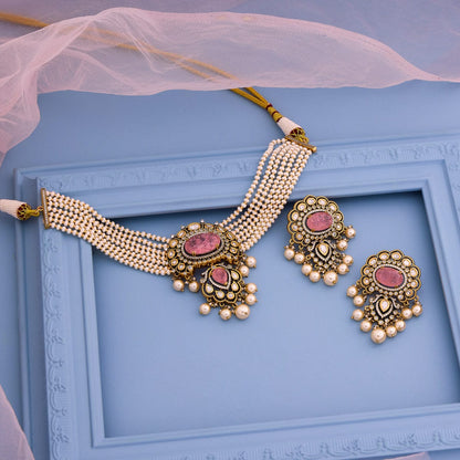 Kundan Polki Necklace Color Green Polish Victorian