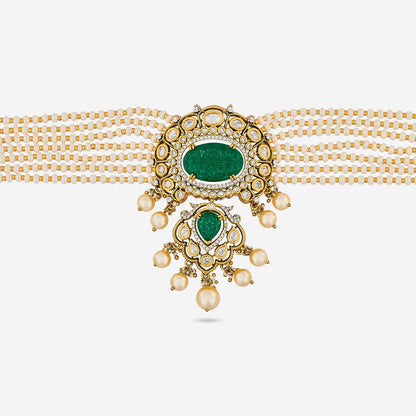 Kundan Polki Necklace Color Green Polish Victorian