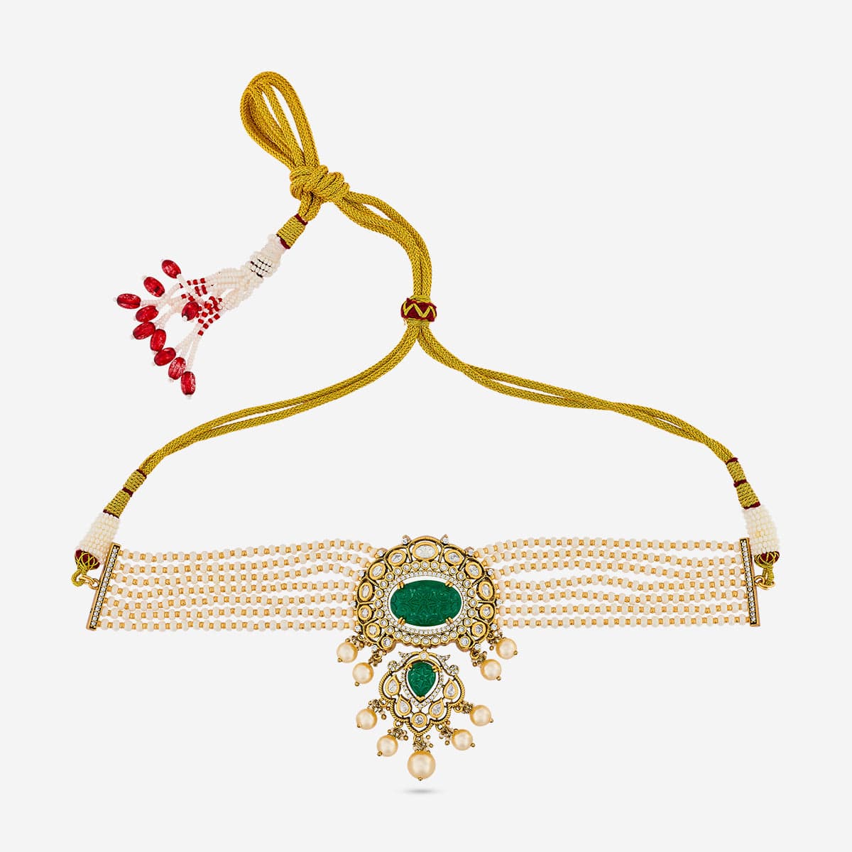 Kundan Polki Necklace Color Green Polish Victorian