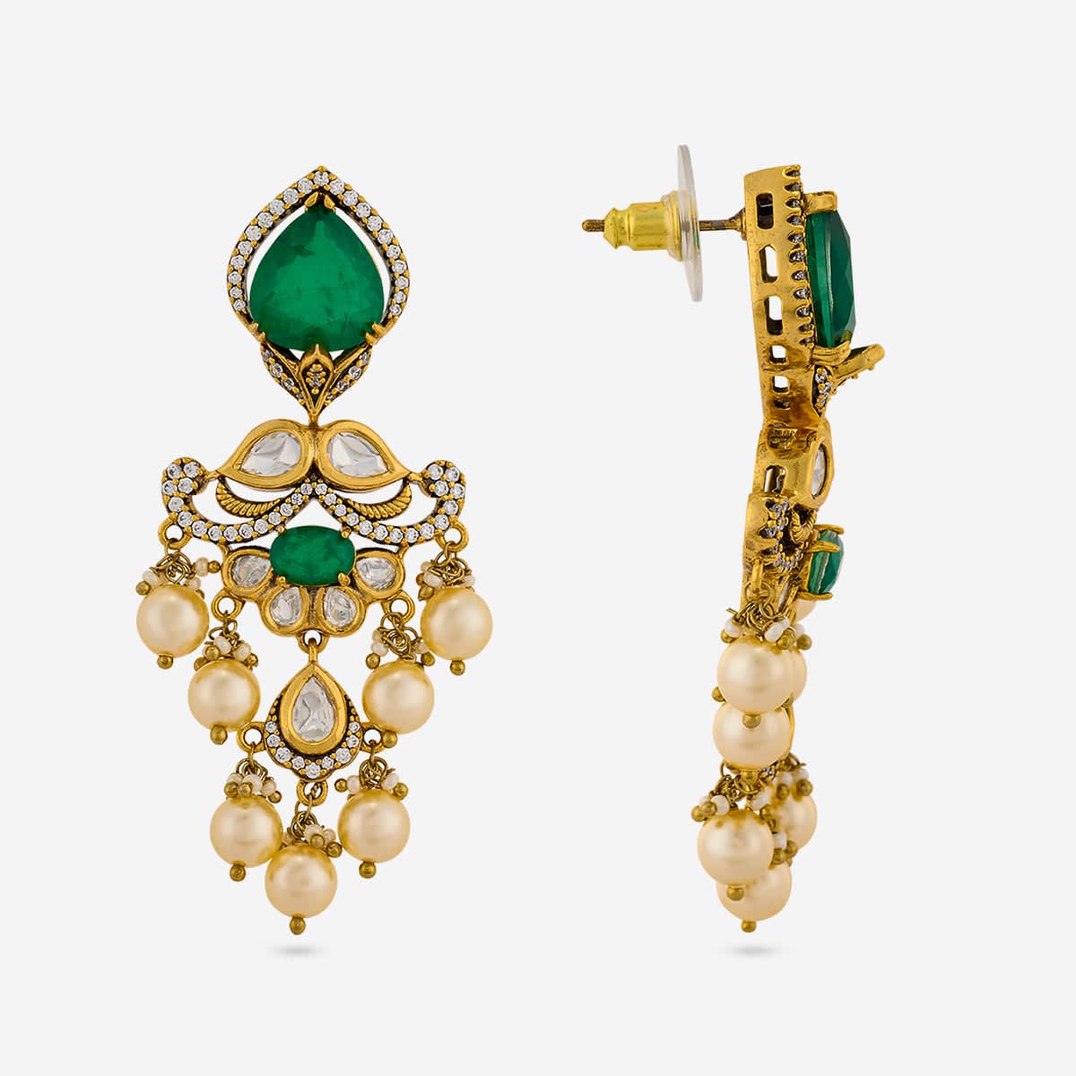 Kundan Polki Necklace Color Green Polish Victorian